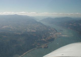 Flying over the Columbia River